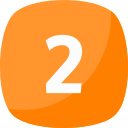 An orange square with the number two on it.