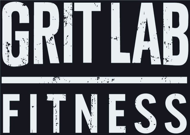 Grit Lab Fitness logo: White text on a dark gray rectangle. "GRIT LAB" above a horizontal line, and "FITNESS" below.