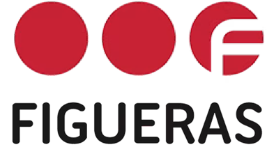 Figueras logo: Three red circles and the letter