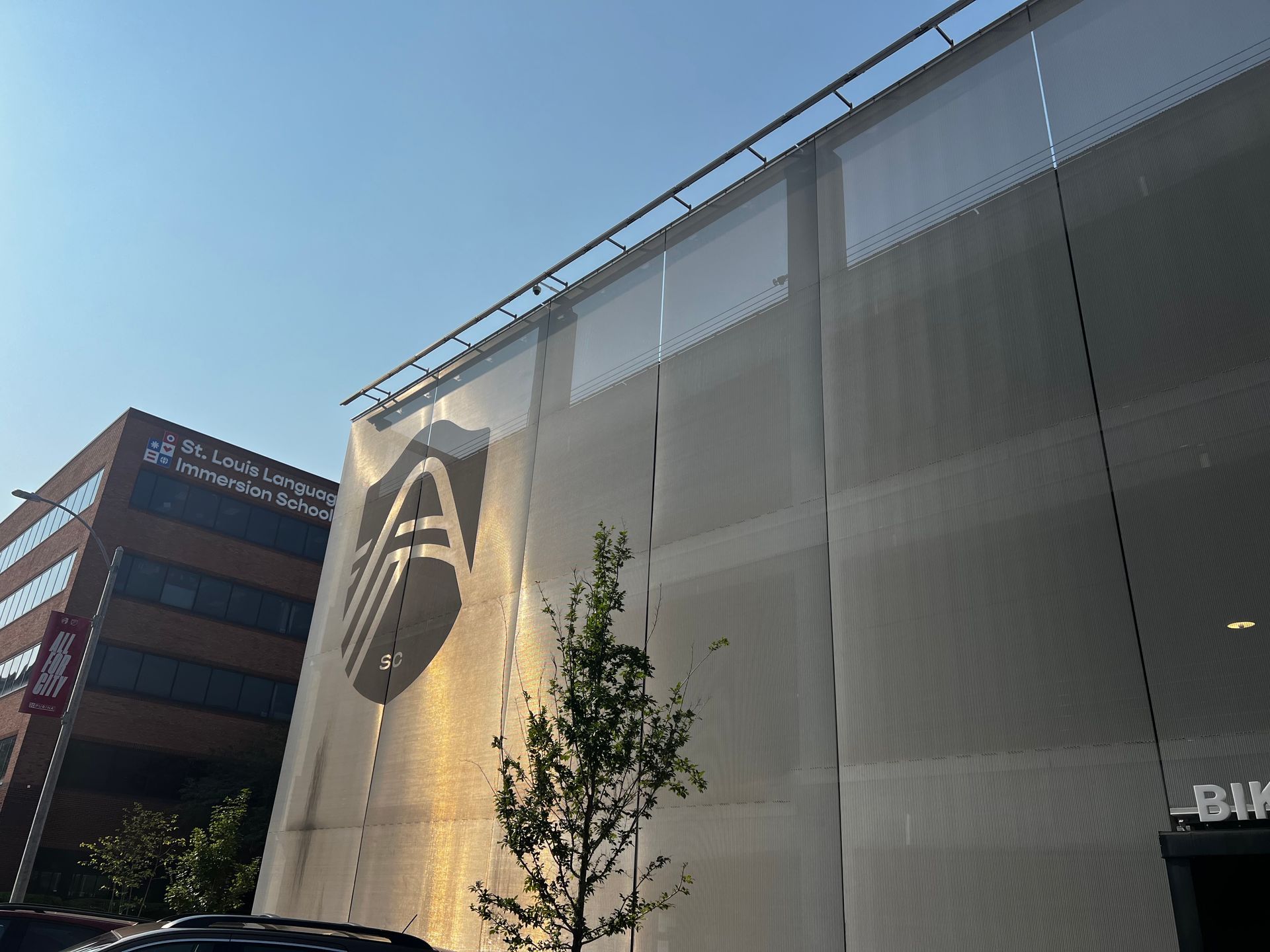 Building facade with large 