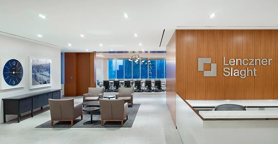 Modern office reception area with the 