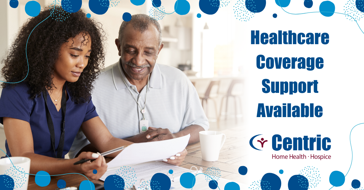 female nurse reviewing documents with a male home health patient