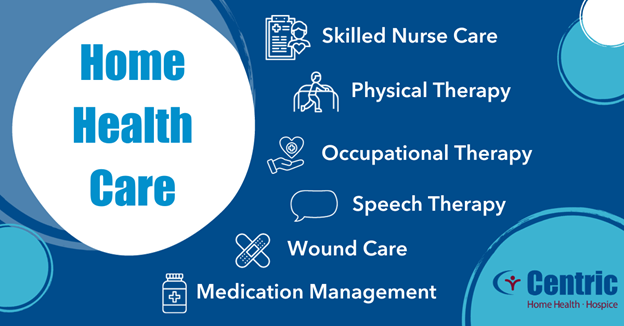 home health care services include skilled nursing, physical-occupational-speech therapies, wound care, and more