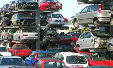 cars in junkyard