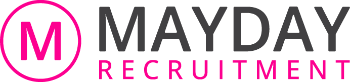 Logo of Mayday Recruitment; magenta 'M' in circle to the left, company name below in magenta.