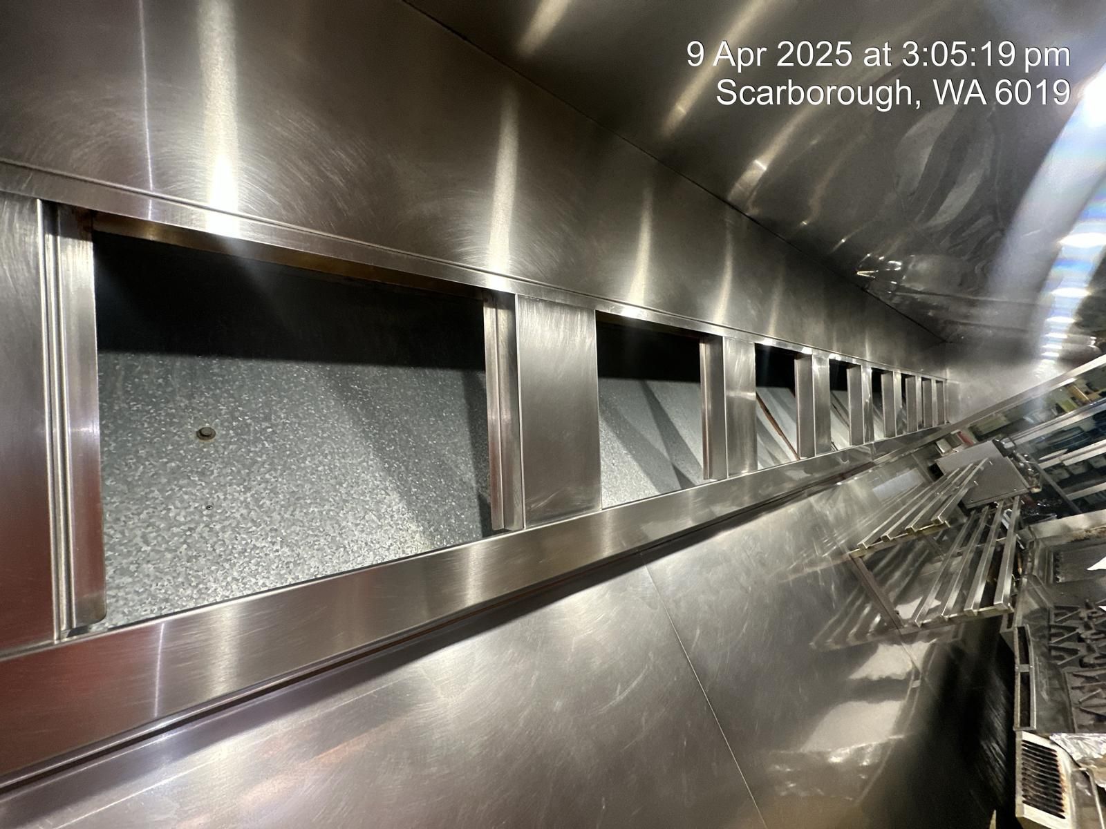 A picture of a stainless steel kitchen taken on april 9th