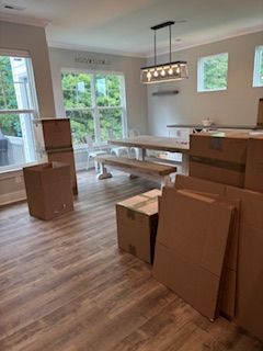 A pile of cardboard boxes stacked on top of each other