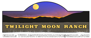 A black and white logo for twilight moon ranch with a house and a tree on a hill.