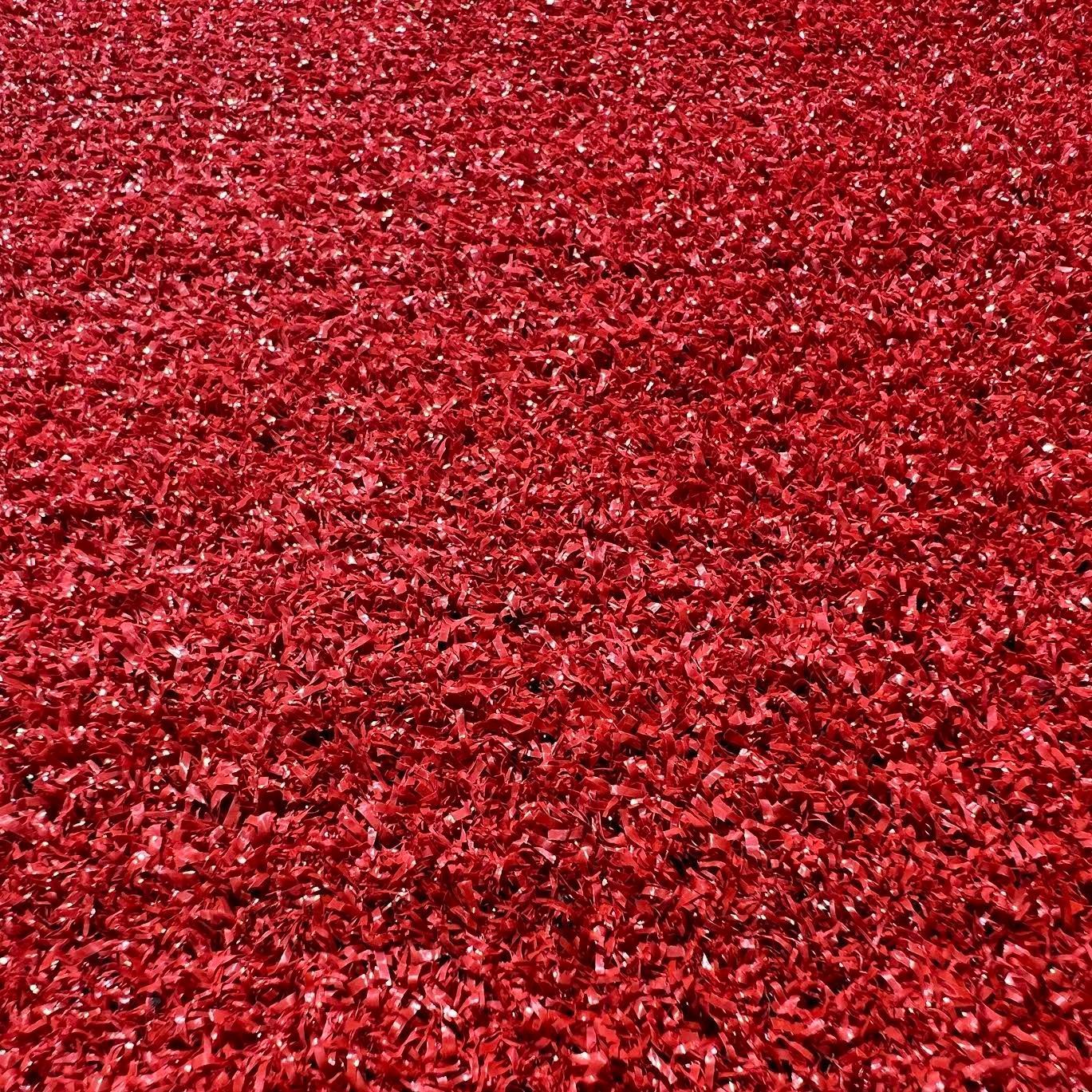 Las Vegas Event Flooring artificial turf samples showing the Malibu Turf selection in the scarlett color.