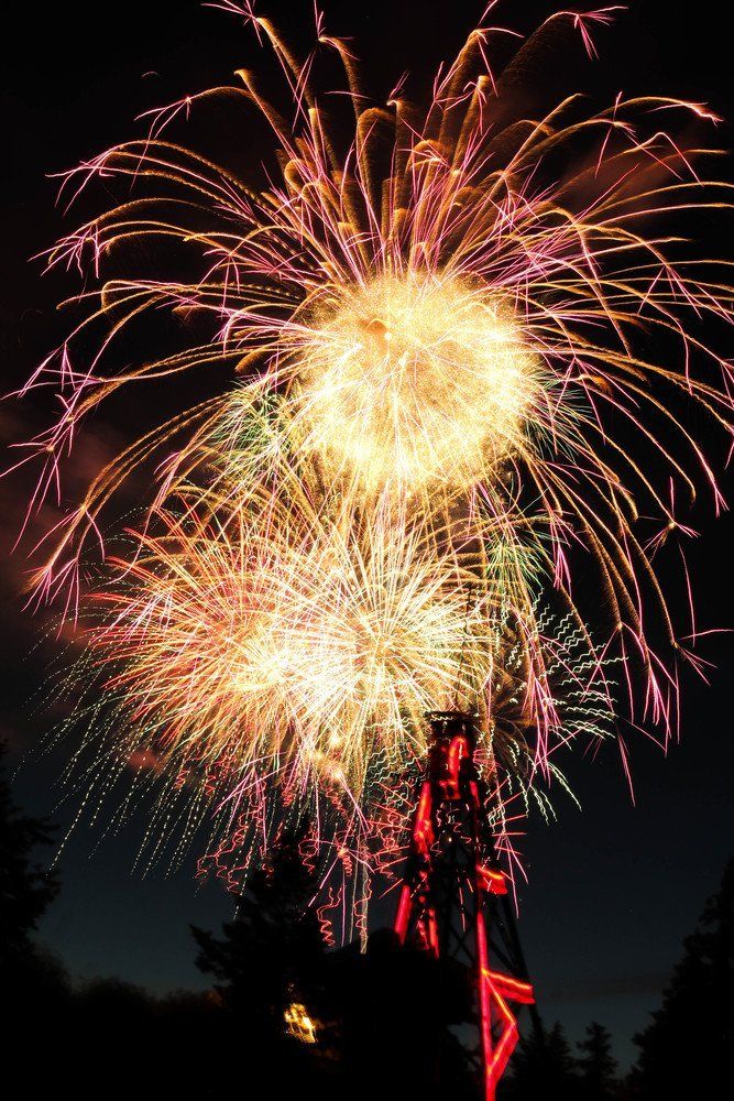 LeeAnna Teston Fireworks exploding in the night sky over  Butte, MT