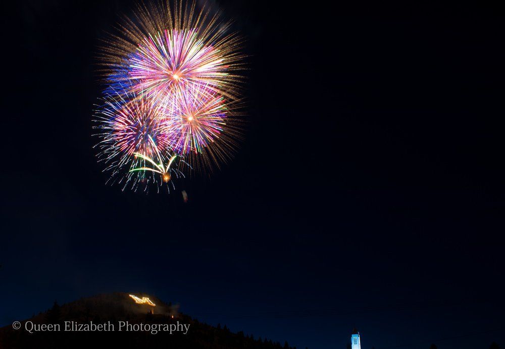 Mary Williams Fireworks exploding in the night sky over  Butte, MT