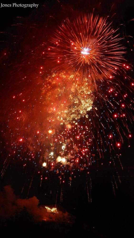 James Jones Fireworks exploding in the night sky over  Butte, MT