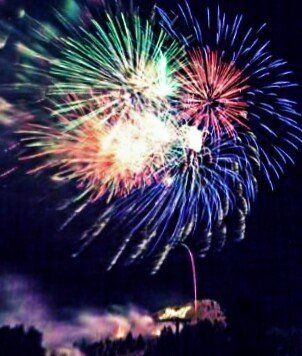 Melissa Pettersen Fireworks exploding in the night sky over  Butte, MT