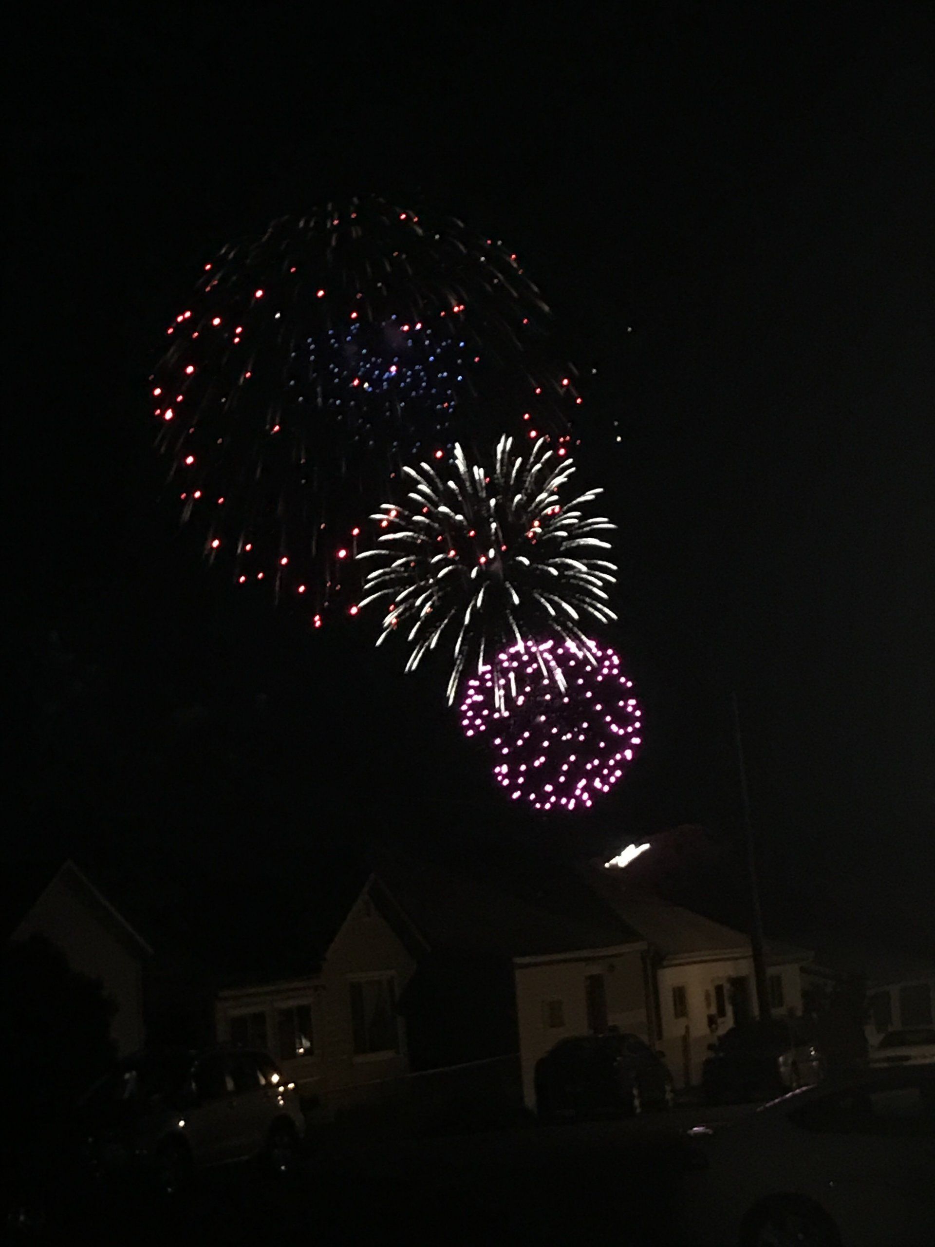 Zach Maunder Fireworks exploding in the night sky over  Butte, MT