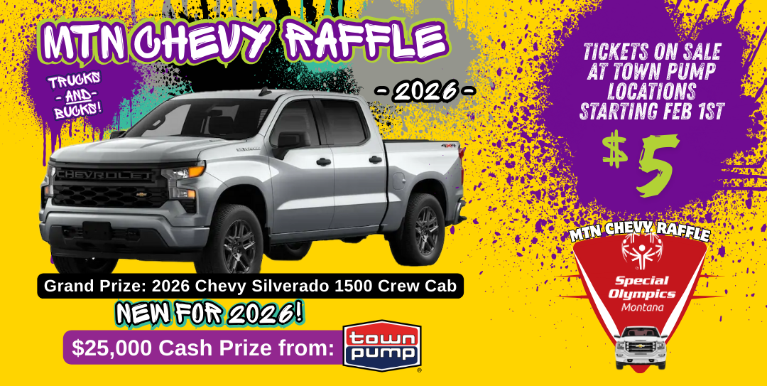 Special Olympics MTN Chevy Truck Raffle Tickets go on sale at Town Pump February 1st