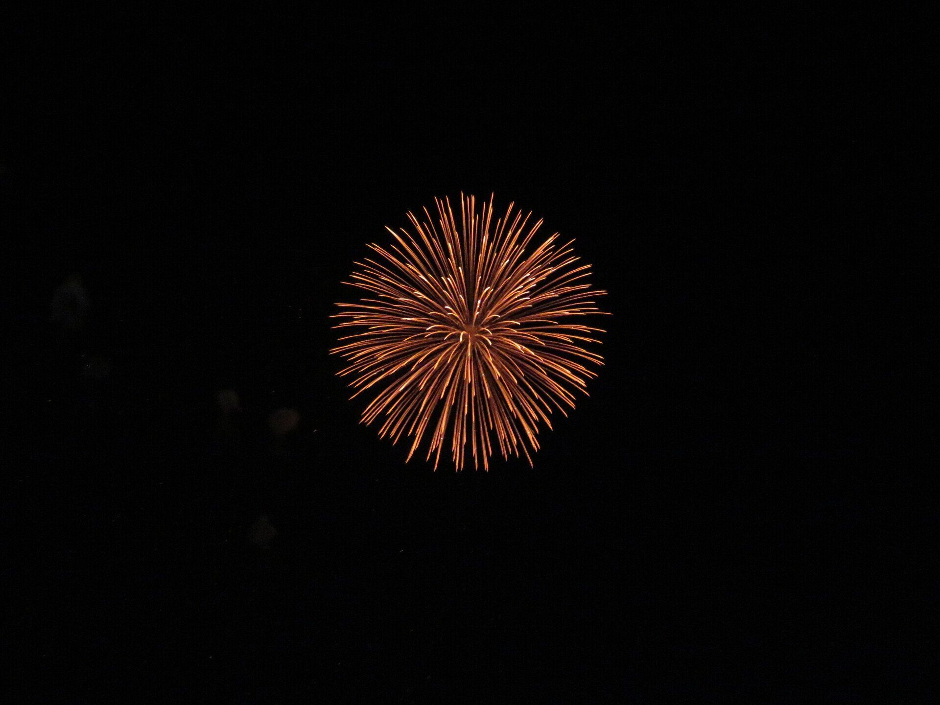 Fireworks exploding in the night sky over  Butte, MT