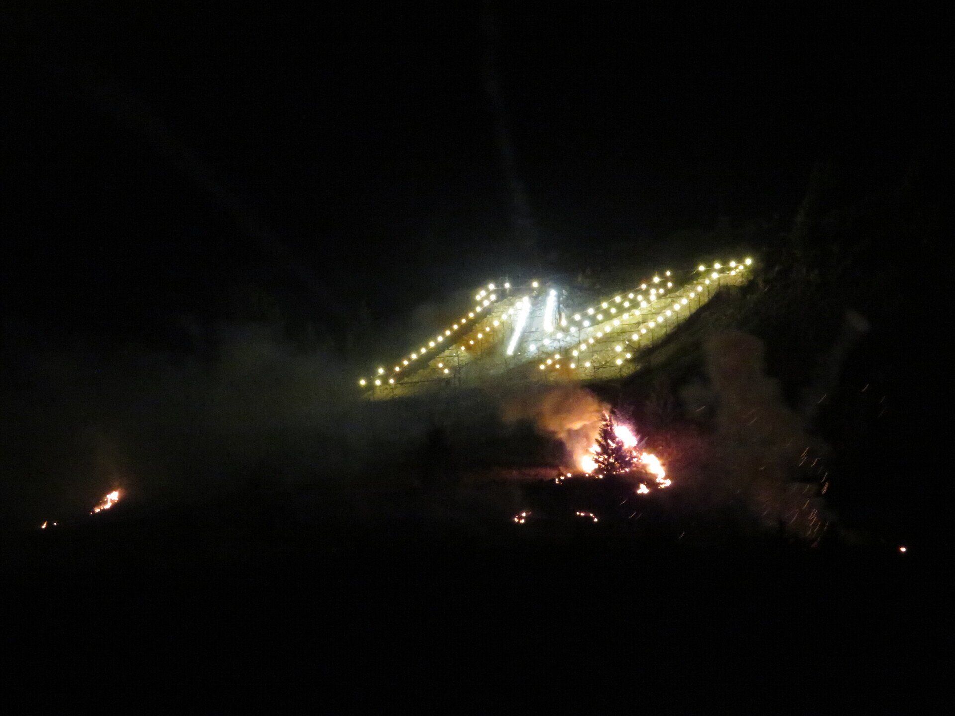 Fireworks exploding in the night sky over  Butte, MT