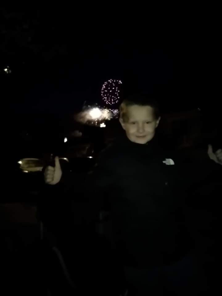 Hulk gives the thumbs up to the fireworks in Butte, MT