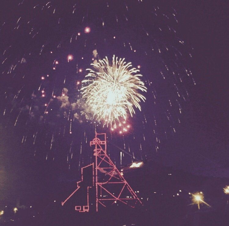 Kaytlin Porter Fireworks exploding in the night sky over  Butte, MT