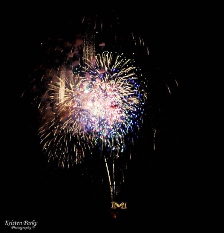 Kristen Parko Fireworks exploding in the night sky over  Butte, MT