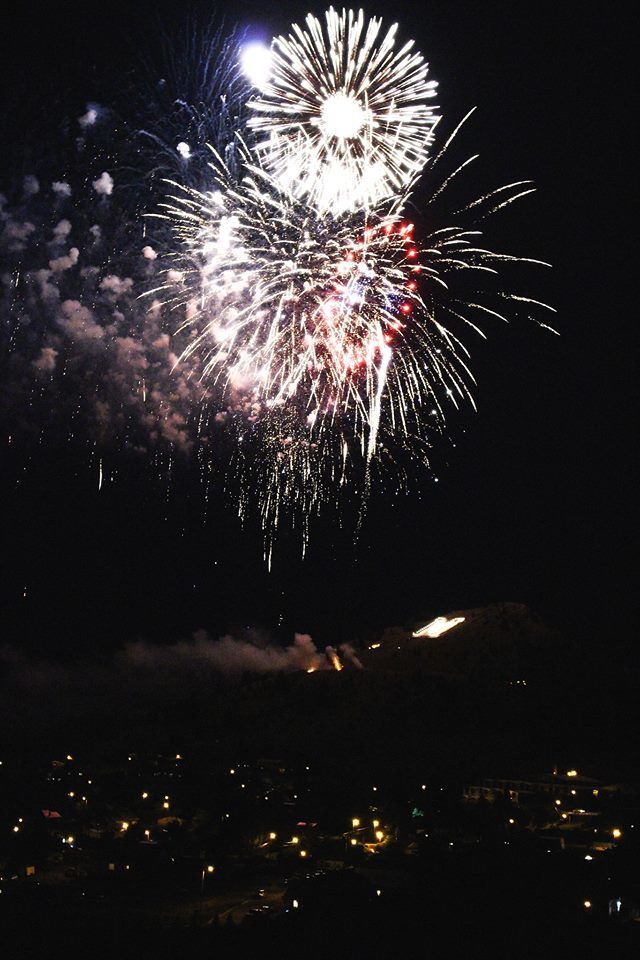 Shelby Miller Fireworks exploding in the night sky over  Butte, MT