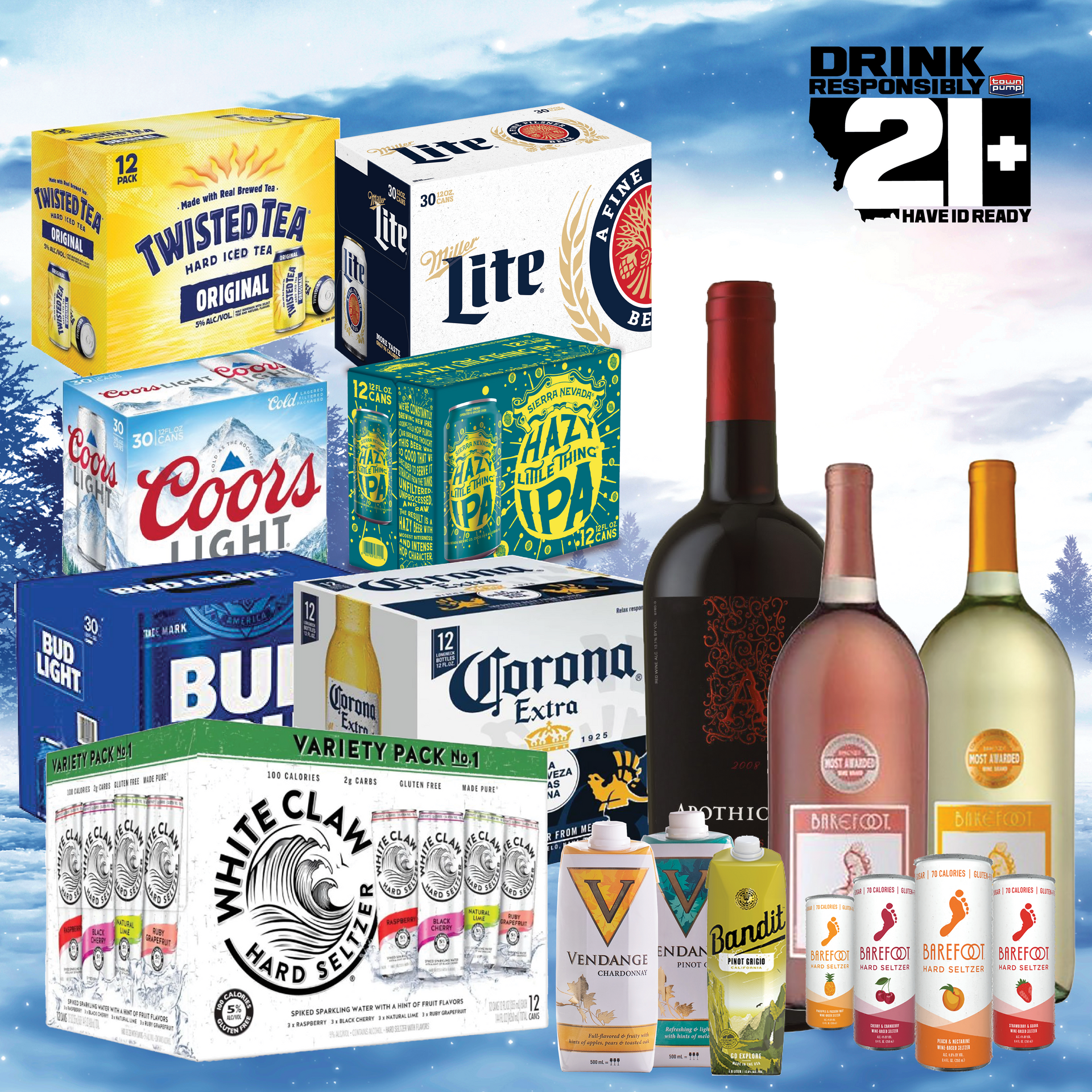 Collage of various Beer & Wine products