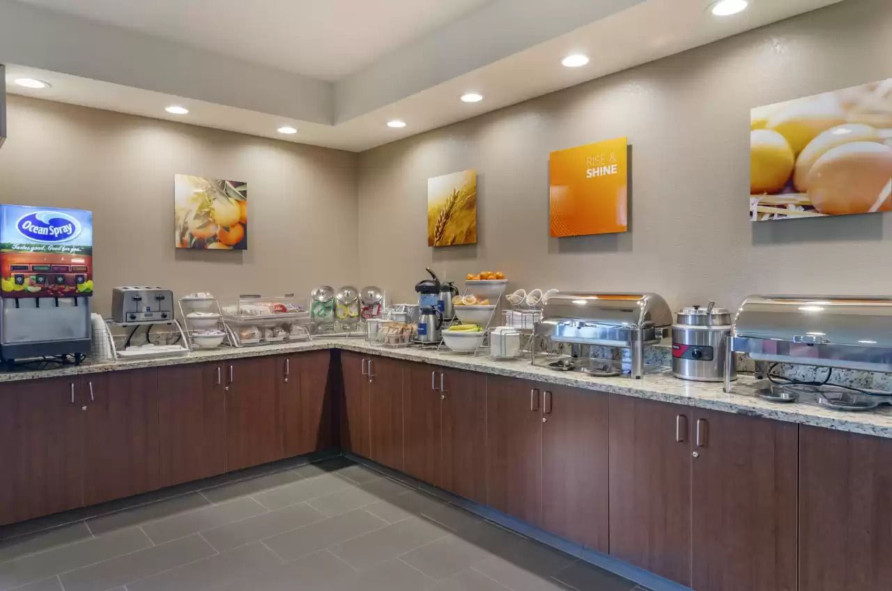 Hotel breakfast room serving area