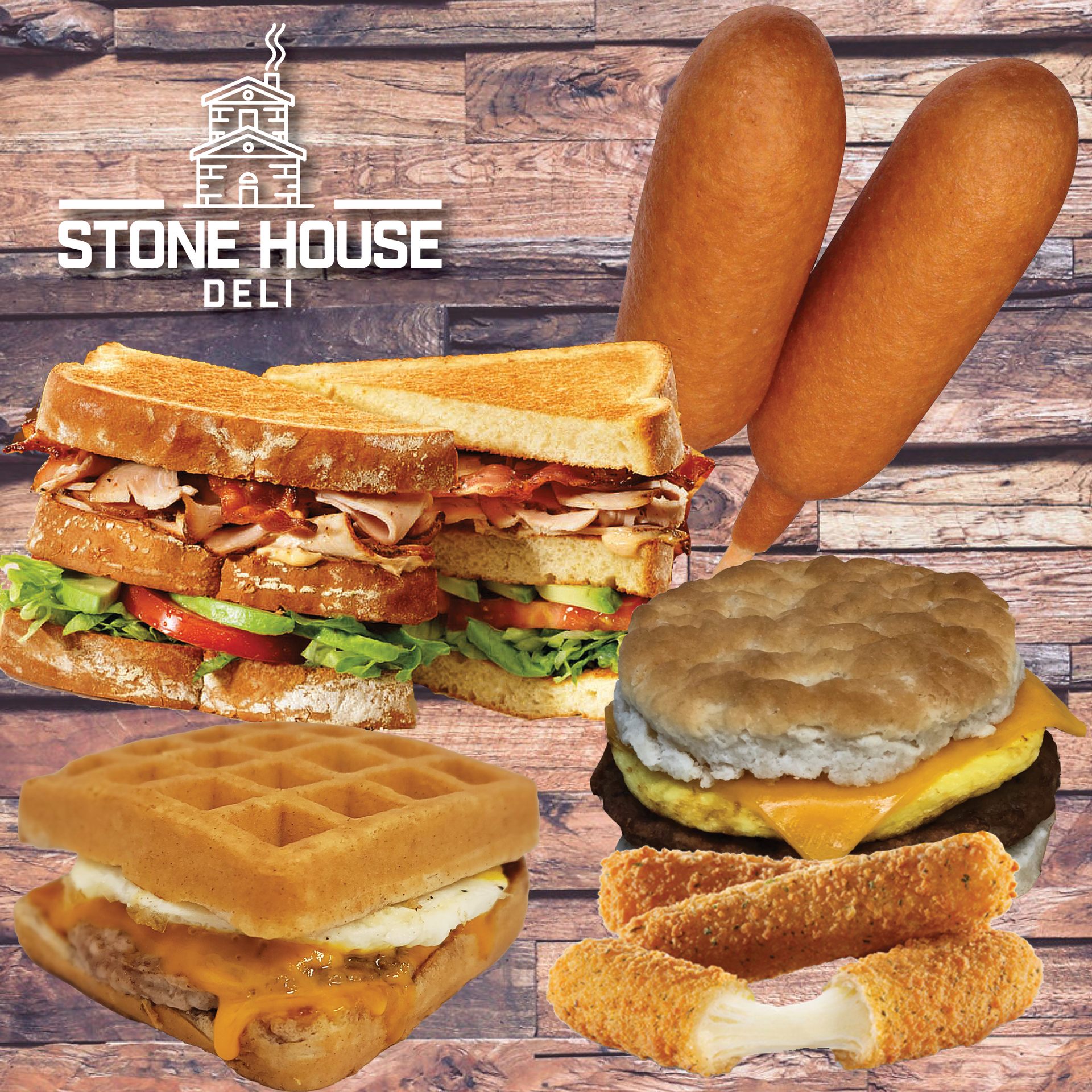 Collage of various Town Pump deli items