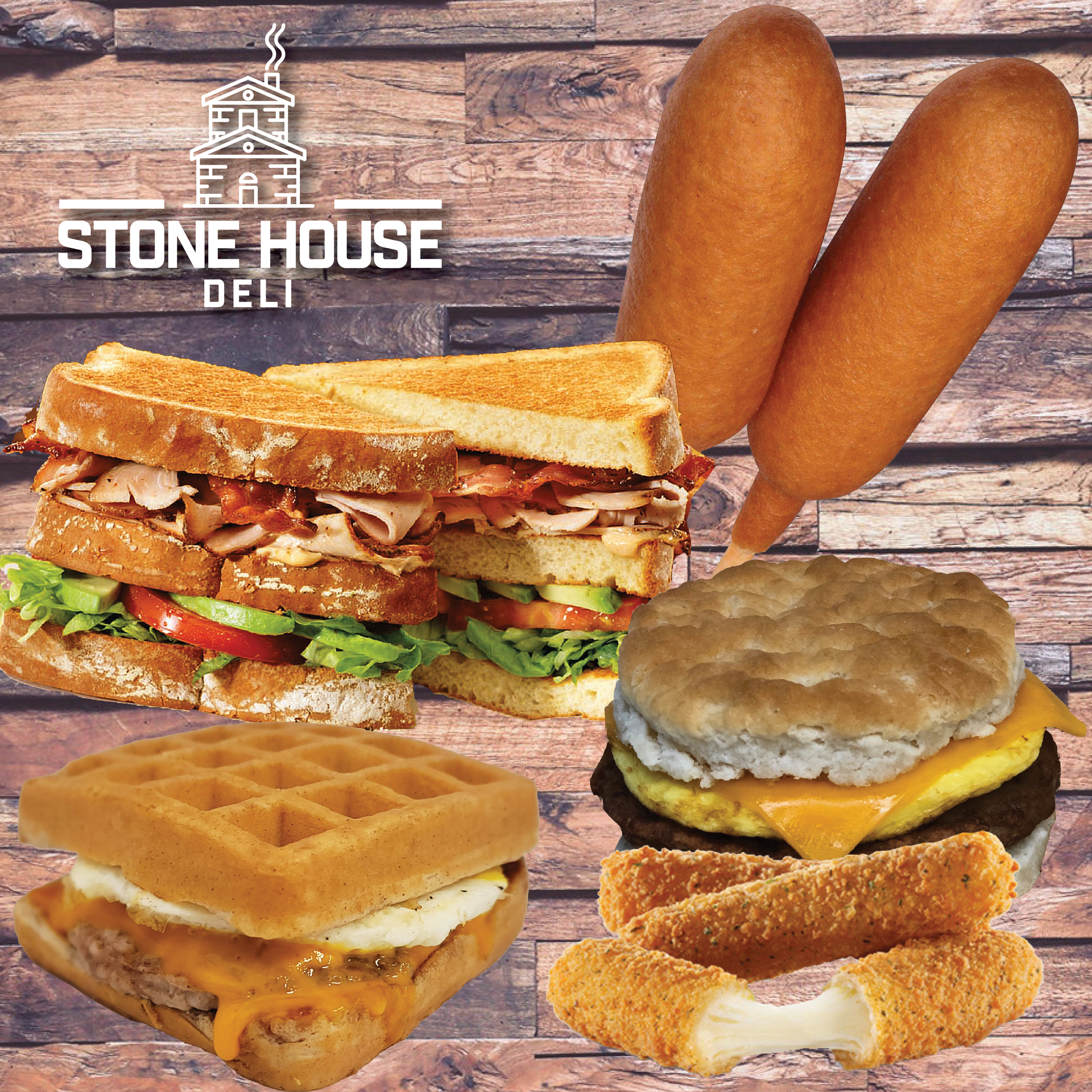 Collage of various Town Pump deli items