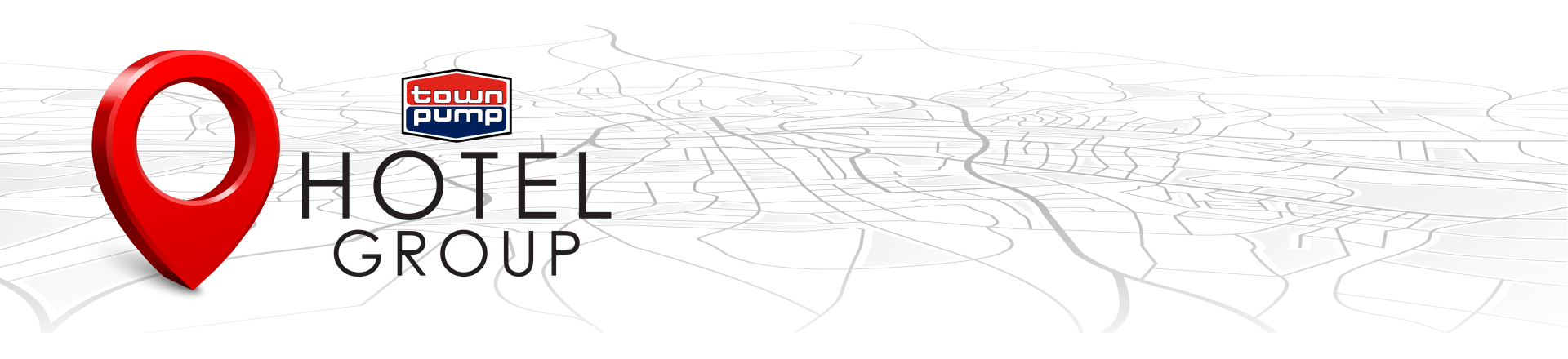 Town Pump Hotel Group logo on top of an abstract street map
