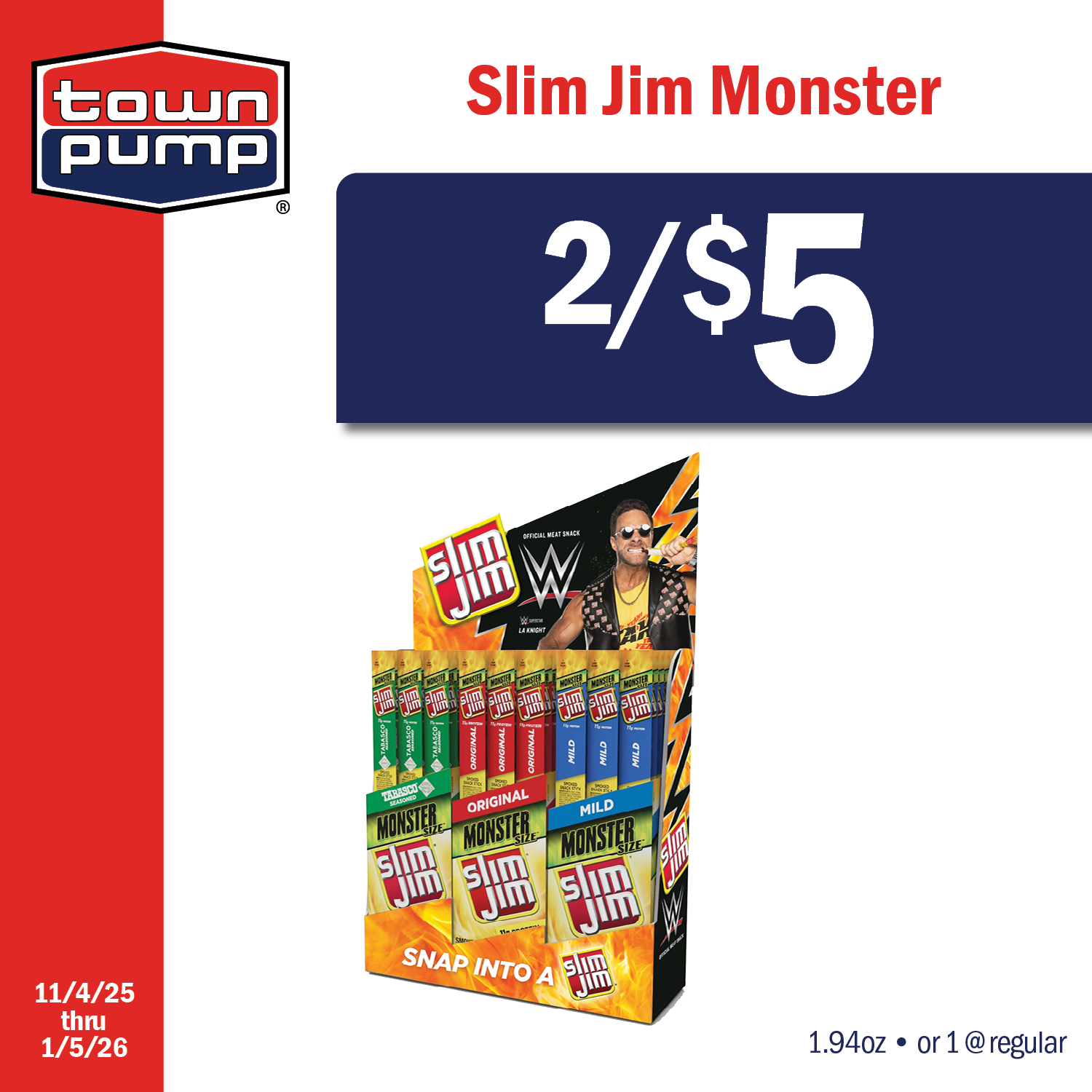 Anthem Beef Jerky
$6.99 each
2.5oz 
9/9/2025 thru 11/3/2025