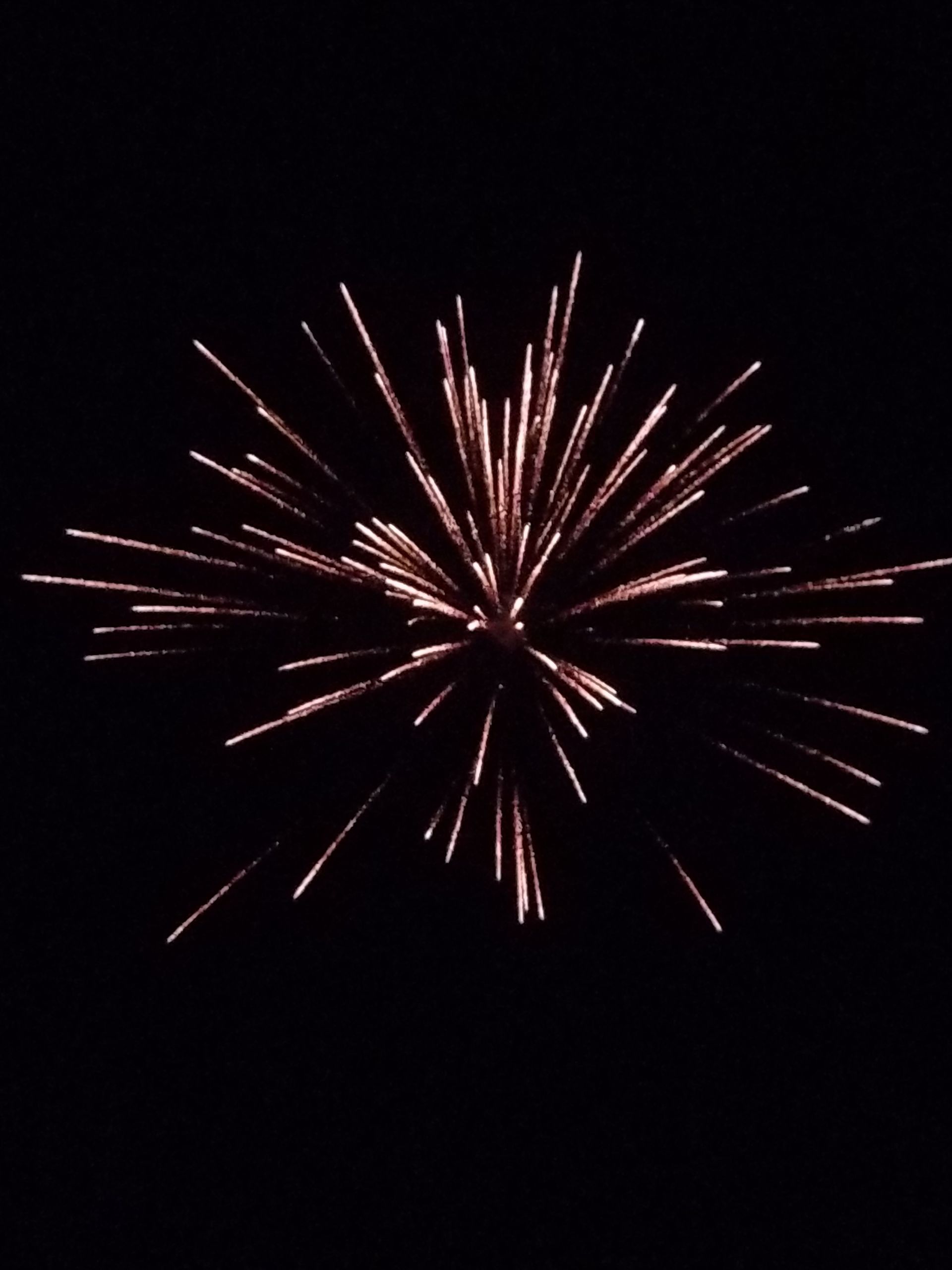 Fireworks exploding in the night sky over  Butte, MT