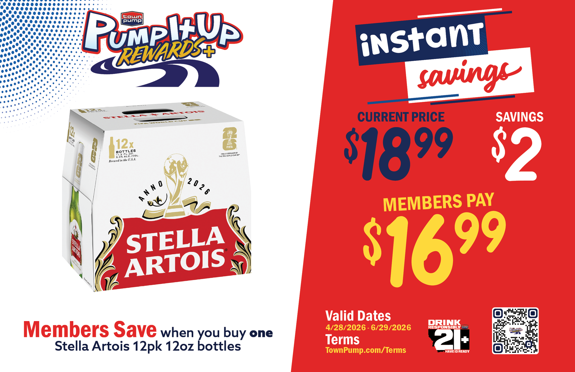 Members Save $2 when you buy one Stella Artois 12pk 12oz bottles. Pricing Good 4/28/26 thru 6/29/26.