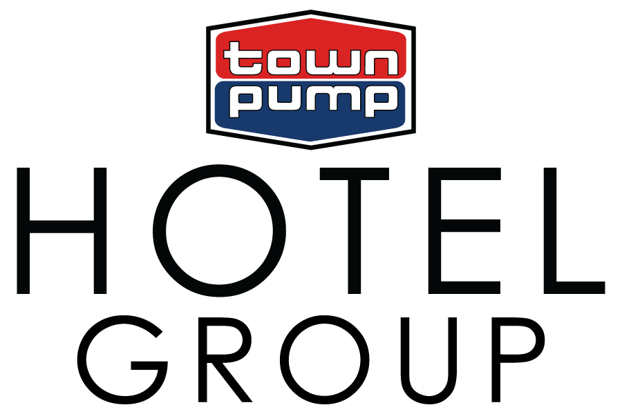 Town Pump Hotel Group logo stacked with black text