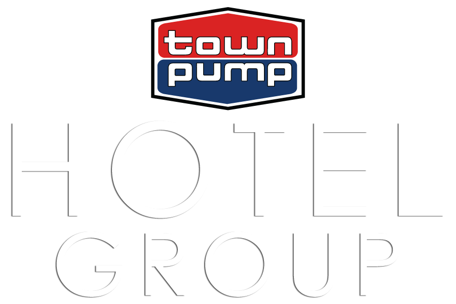 Town Pump Hotel Group logo stacked with white text