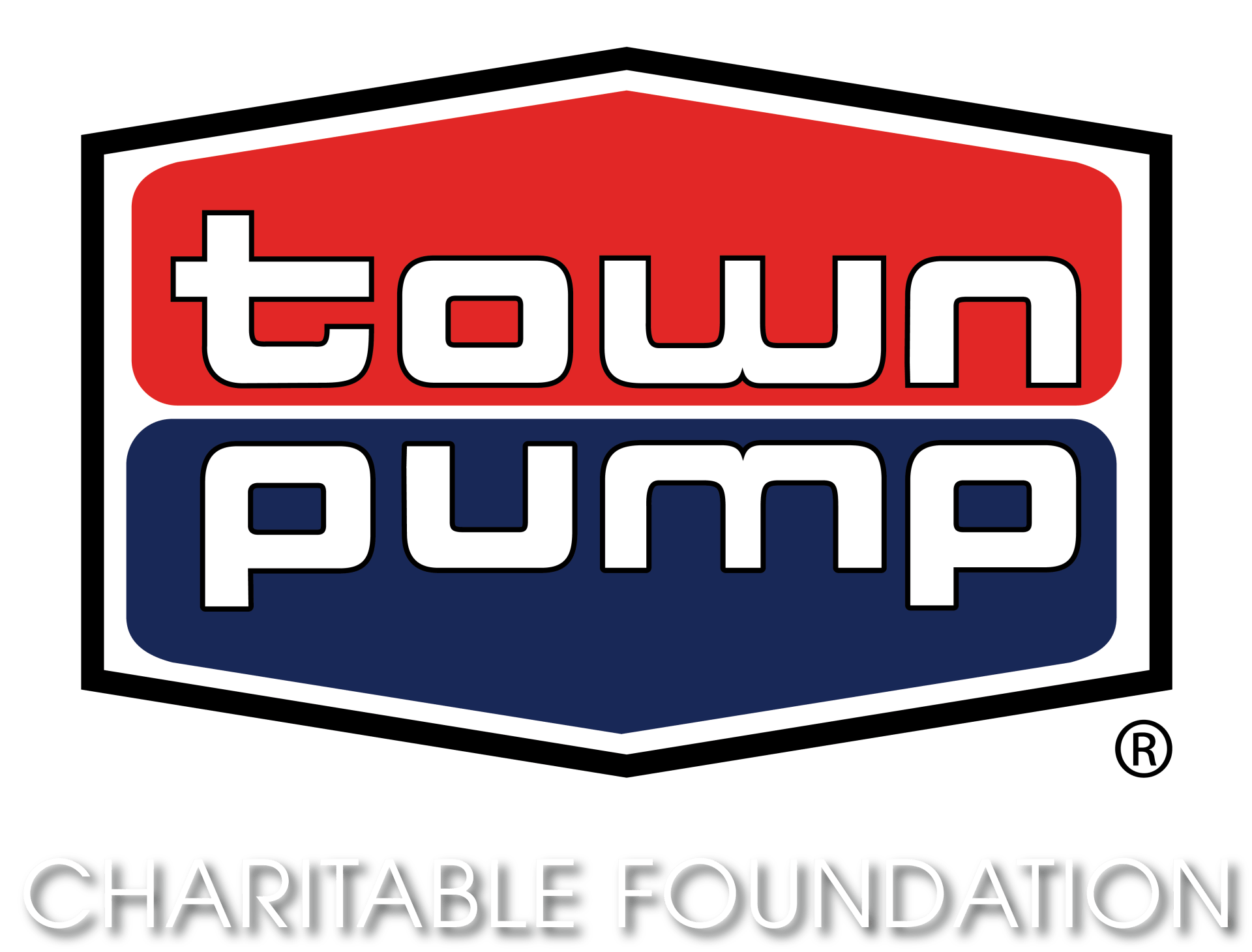 Town Pump Charitable Foundation logo for use on a dark background