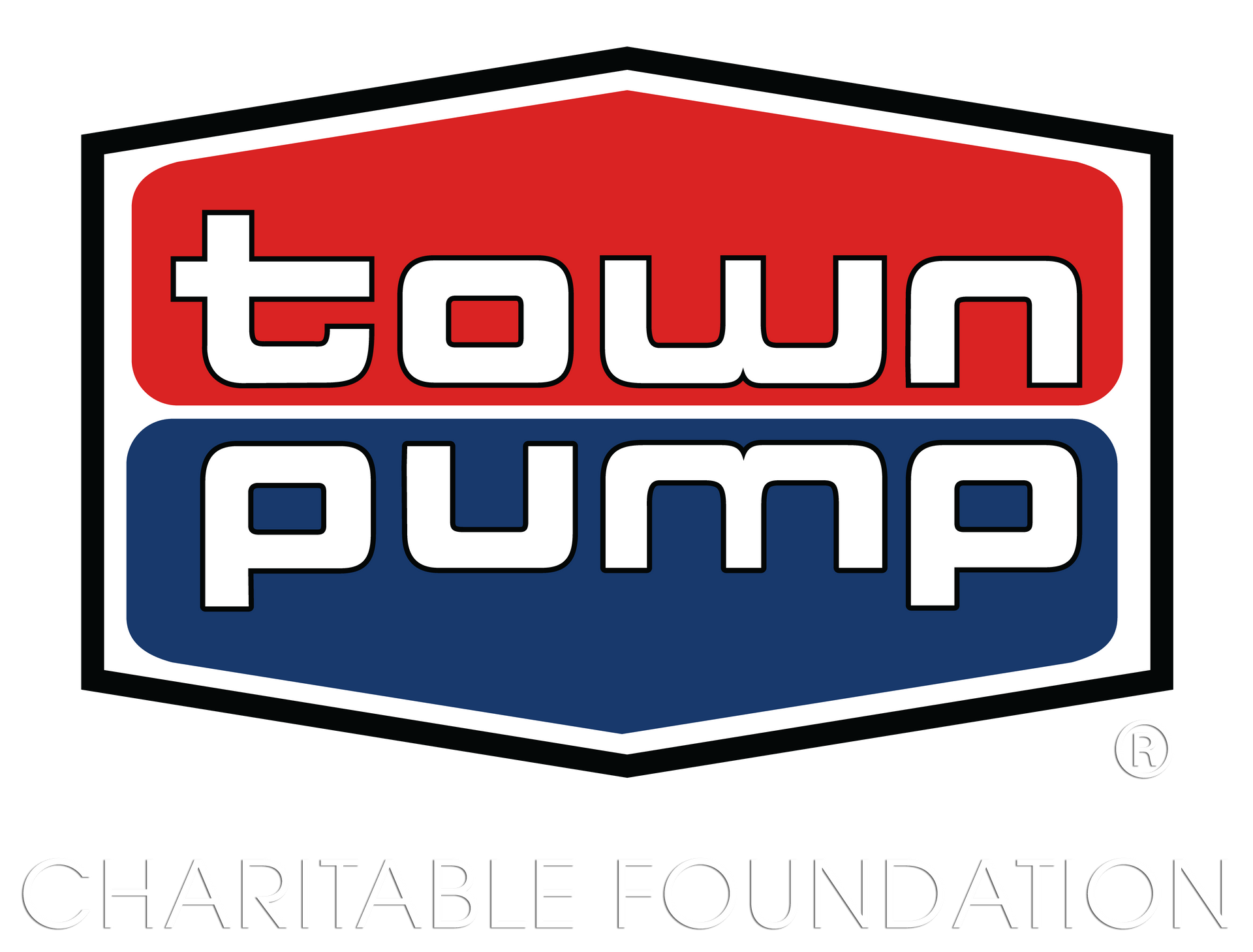 Town Pump Charitable Foundation logo for use on a dark background