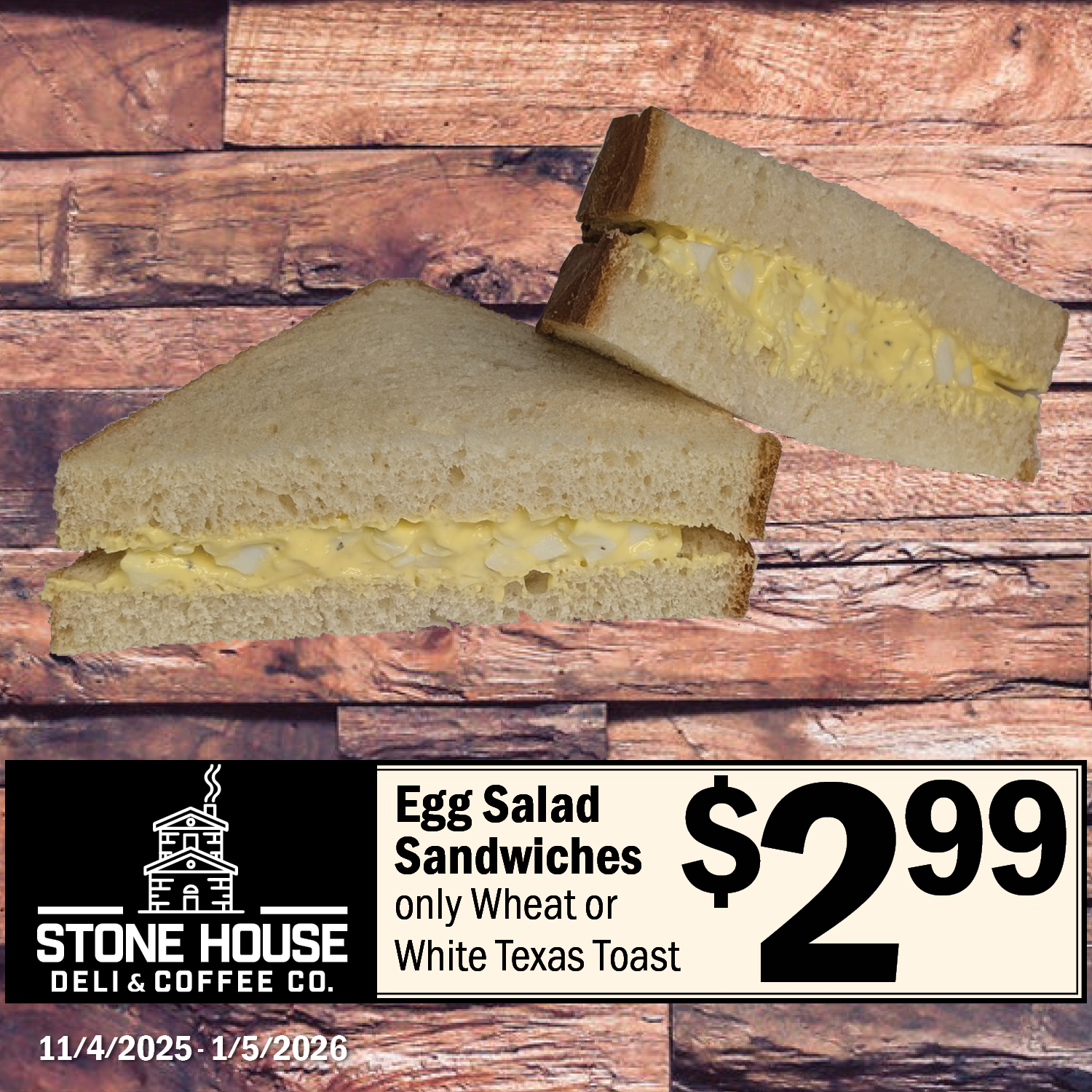 Stone House Deli
Roast Beef Wraps
$4.99 each
(at locations with deli)
9/9/2025 thru 11/3/2025