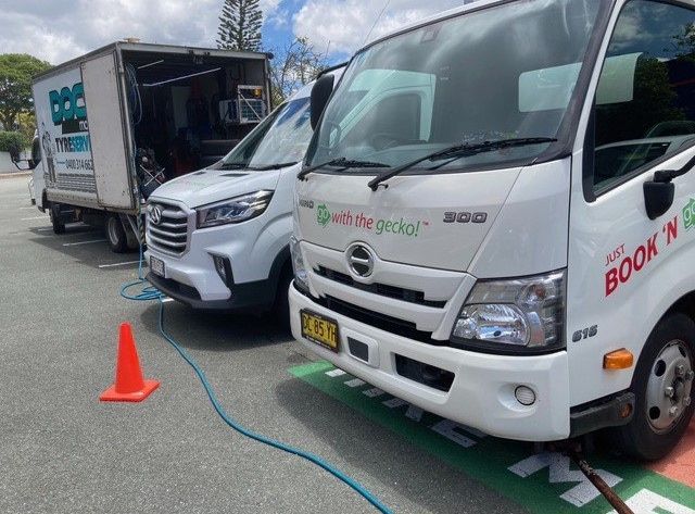 Two White Trucks — Docs Mobile Tyre Service in Bli Bli, QLD