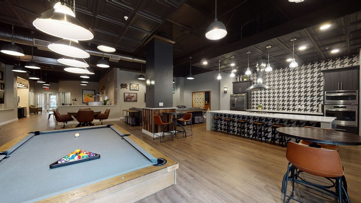 Pool table in game room