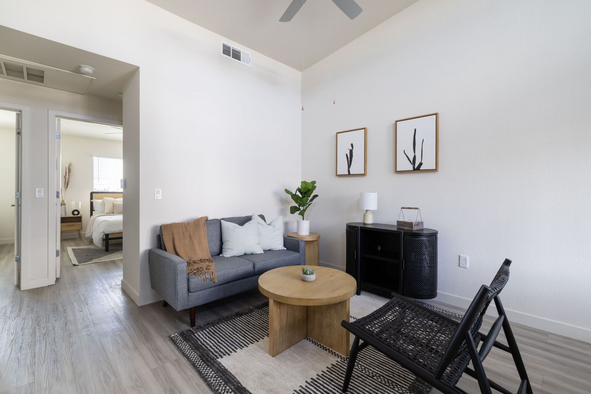 Cozy living room with modern furniture and decor