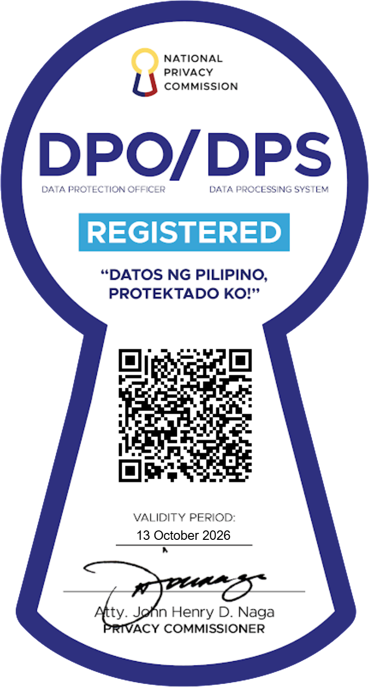 Key-shaped DPO/DPS Registered seal with a QR code