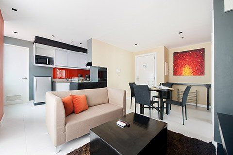 A fully-equipped suite with a kitchenette, offering convenience and comfort for guests of this top hotel with meeting rooms in Makati.