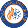 Logo for Boaz Heating & Air: flame and snowflake inside a blue and orange circle.