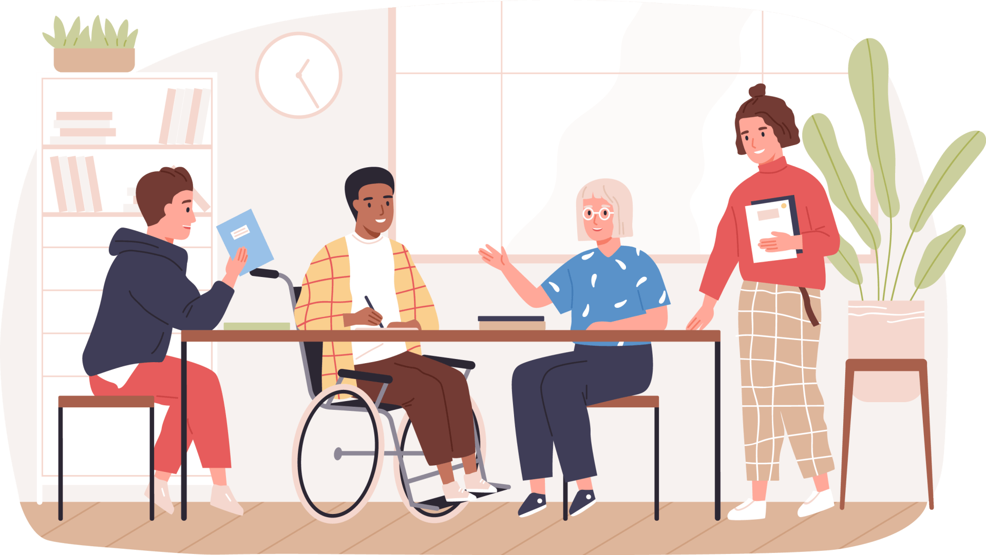 Community Visitors with Handicapped Man — Aged Care Services in Paget, QLD