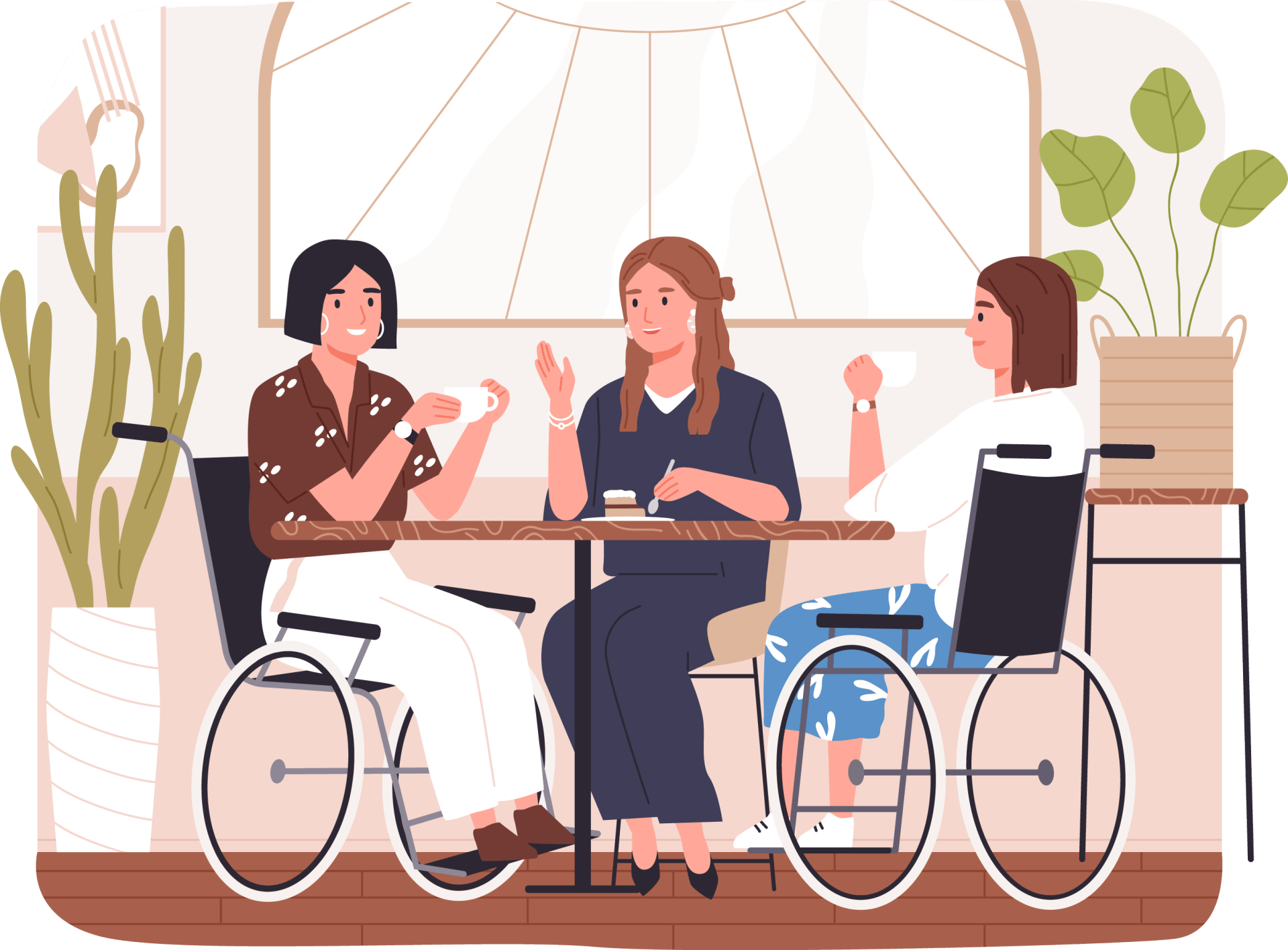 Three Woman Having Tea Illustration — Aged Care Services in Paget, QLD