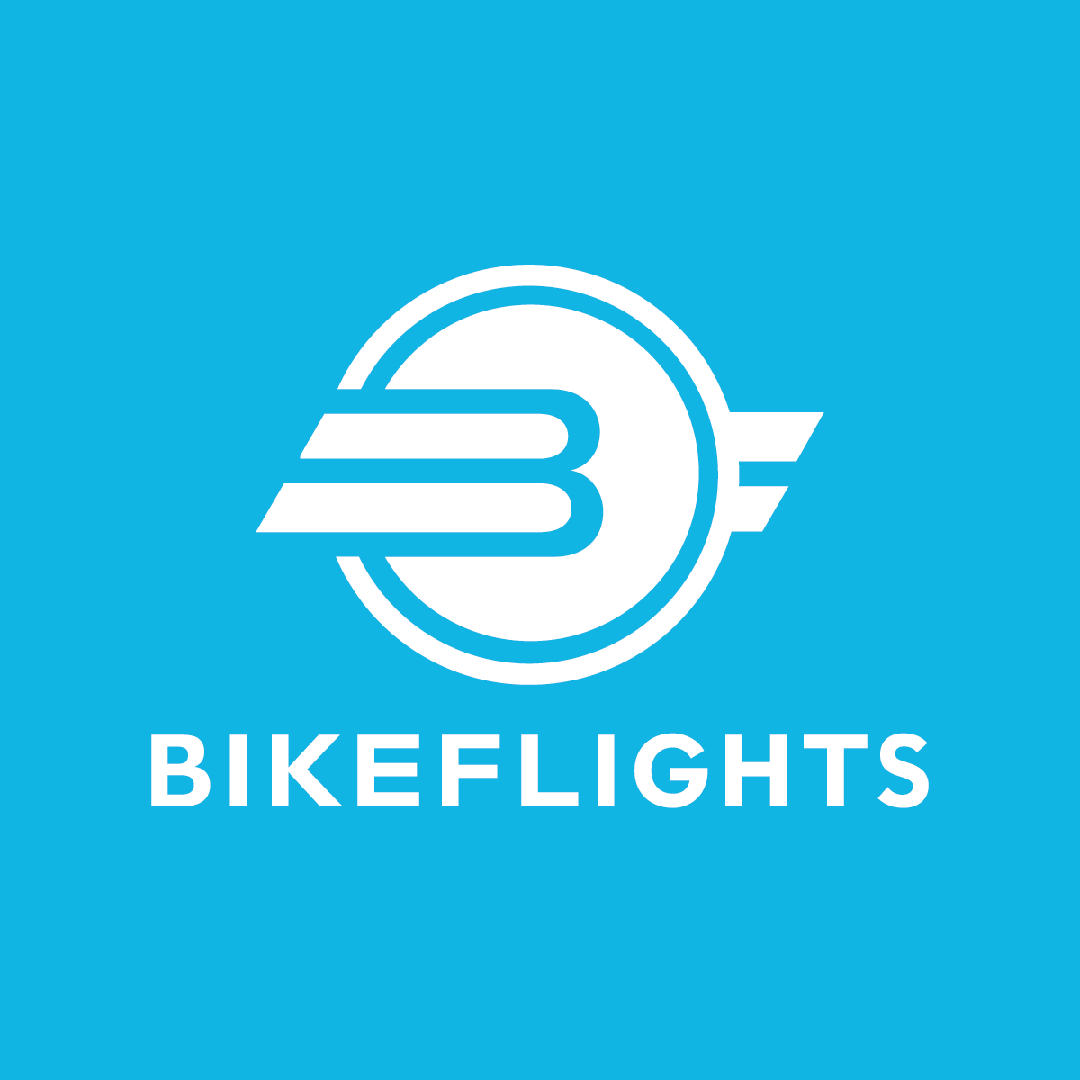 The bike flights logo is on a blue background.