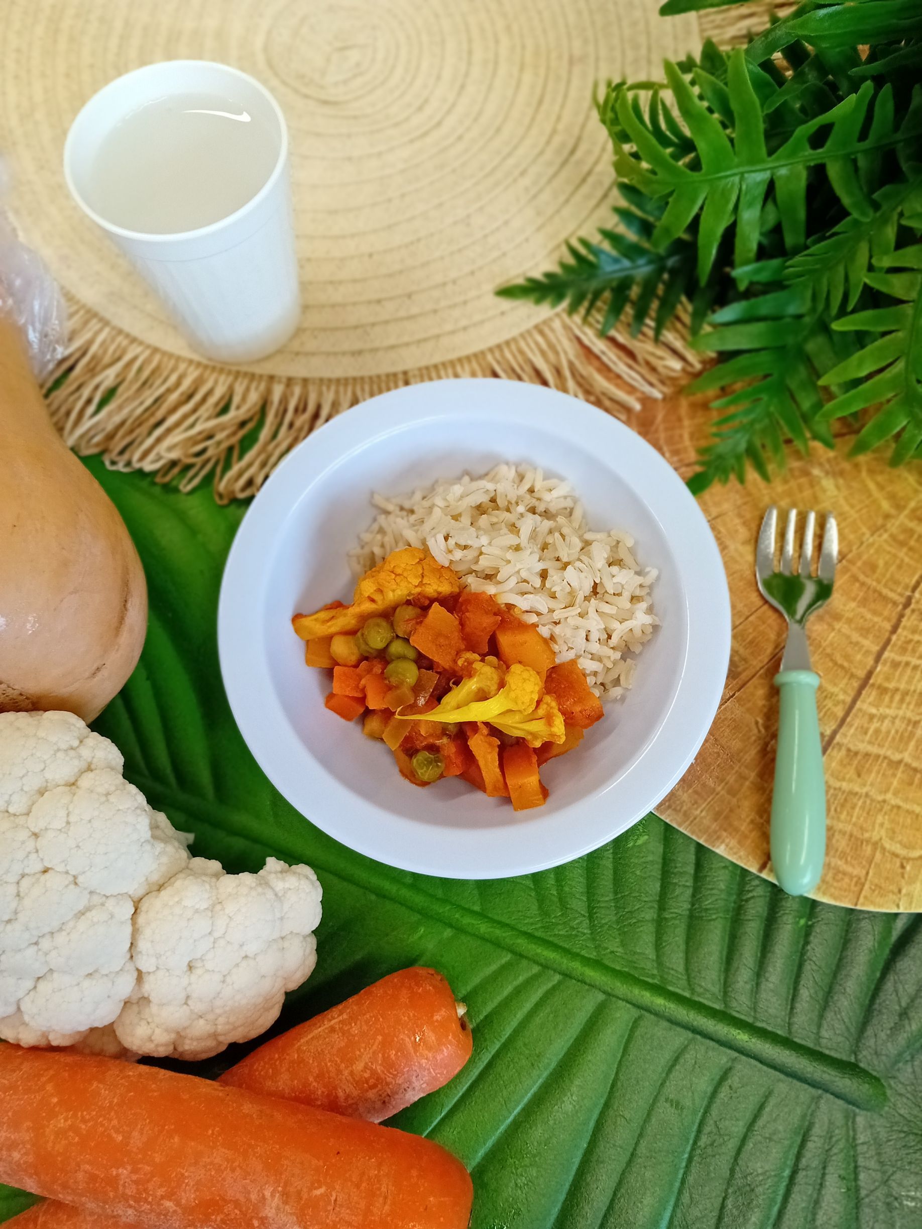Cauliflower, Chickpea and Butternut Squash Curry with Rice