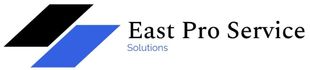 A blue and black logo for East Pro Service