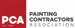 PCA logo with red square and gray text for Painting Contractors Association